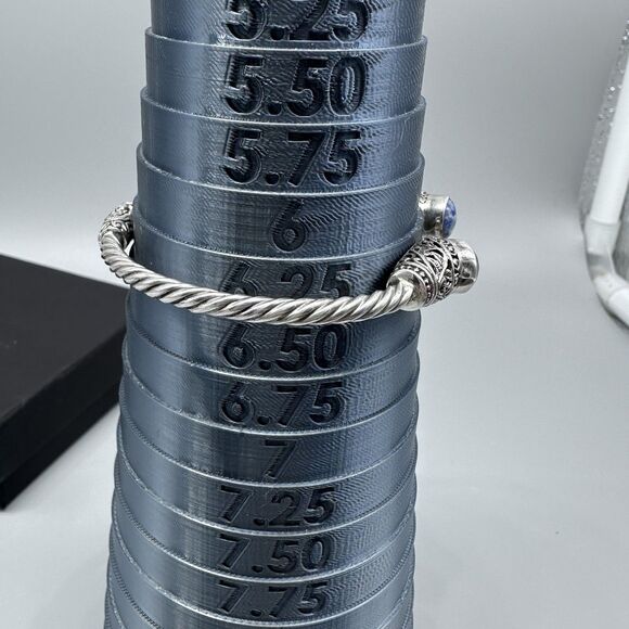 925 Cable Clamper Bracelet Light Blue Sodalite Sterling Silver - Picture 3 of 5